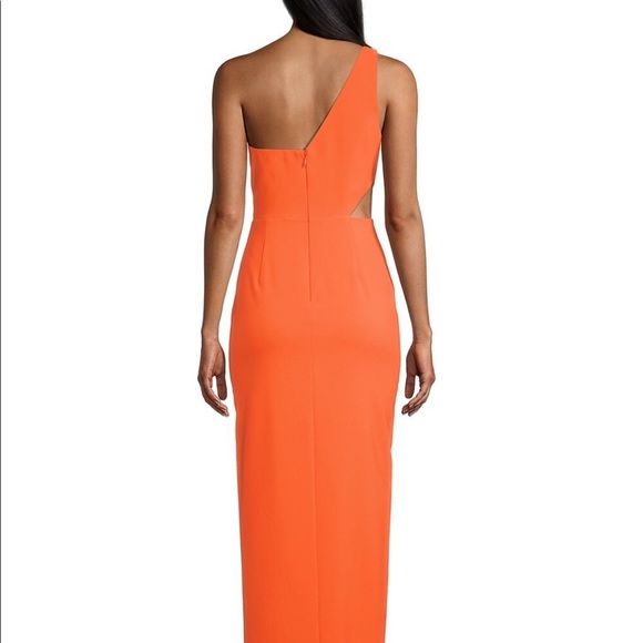Aidan by Aidan Mattox orange cutout column gown - Picture 3 of 14